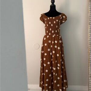 Free People Ultraviolet Smocked
Front Maxi Dress In Oak Combo Size Small